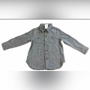 Janie and Jack Grey Button Down Herringbone Shirt Toddler Boys 2T NEW Fast Ship
